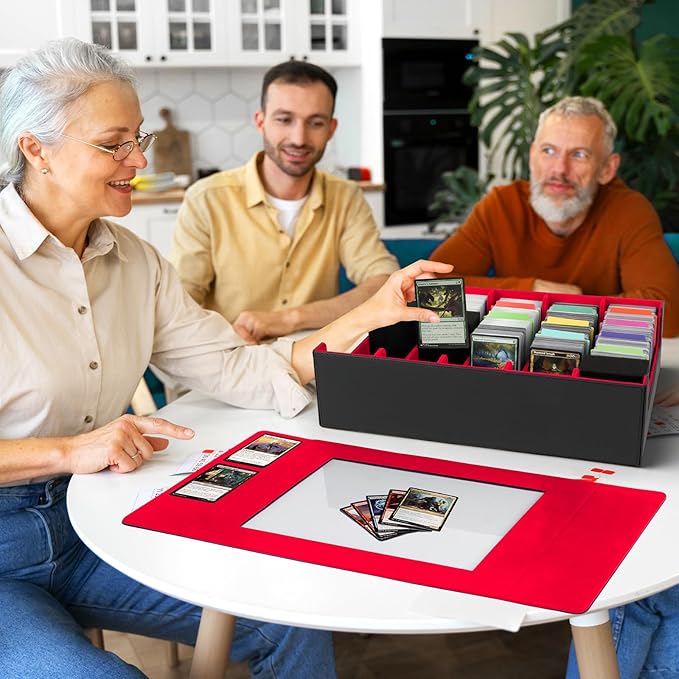 AOBOPLE Trading Card Storage Box,3900+ Card Box Storage with 48 Dividers and 5 Foam Supporters PU Leather Magnetic Card Box for MTG,TCG, Magic and Sport Cards,Great Gift for Card Collectors