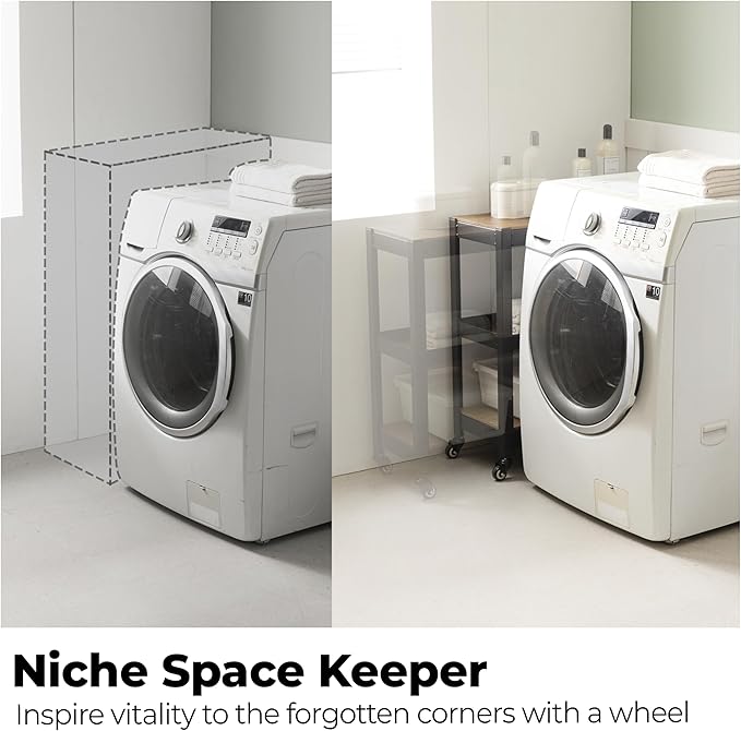 HOMEDANT House 5-Tier Metal Rolling Cart Shelf Rack Casters Heavy Duty Laminated Wheel Shelving Unit Adjustable Utility Storage Shelves Organizer Shelf Kitchen Garage 24.4" W x 16.5" D x 62.2" H 1Pack