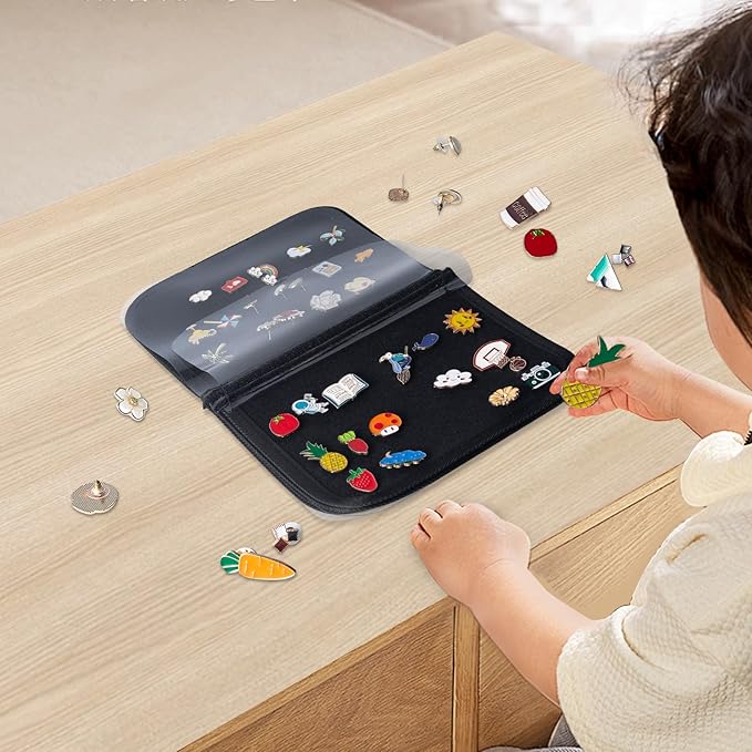 Enamel Pin Display Book, Small Collections Or Travel Pin Trading Book, Pin Collector Display Bag,6-Page Lapel Pin Display Board,For Sports Pins,Memorial Pins, Pin Display Case (Rose Red)