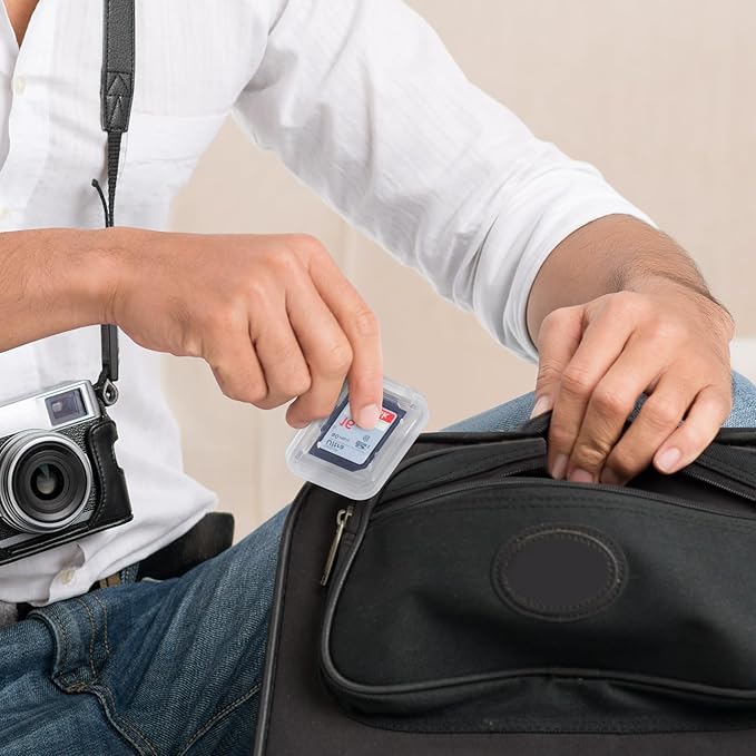 NUOMI 15Pcs SD/SDHC Memory Card Case Holder, Standard SD Plastic Storage Boxes, Clear Compact