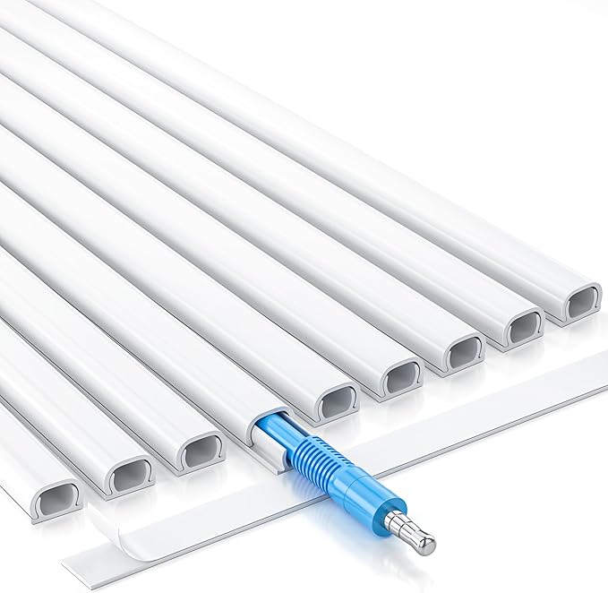 Yecaye 128in Mini Cord Hider for 1 Mini Wire, On-Wall Cord Cover Channel, Tape Wire Concealer, Cable Cover Cable Management for Home Office, W0.5in H0.31in, White