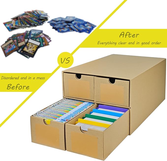 4 Sets Trading Card Storage Boxes, Includes 16-750 CT Boxes & 64 Dividers, 12000+ Trading Cards Organizer for Collectible Card Games, Sports Cards, TCG, with Labels & Pen
