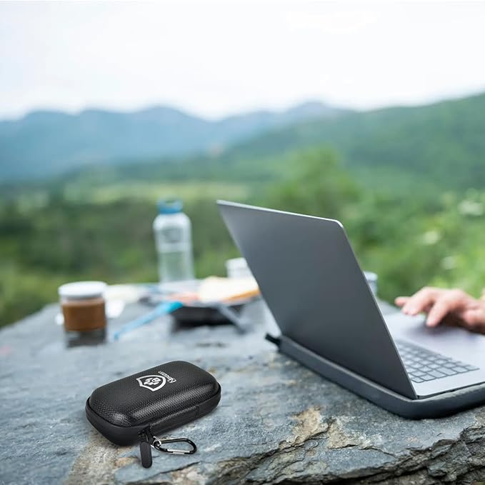 Fireproof& Waterproof Case for SanDisk Extreme Portable External SSD 500GB 1TB 2TB 4TB 8TB Solid State Drive, Zipper Travel Cable Organizer with SD SDXC SDHC Card Slots, Storage Pouch Only (Black)