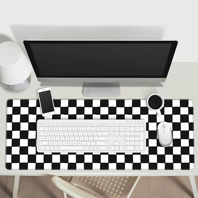 Black and White Checkered Gaming Mouse Pad, Large Mouse Pad for Desk Mat XXL XL Mousepad, Big Keyboard Pad Office Desk Accessories Decor