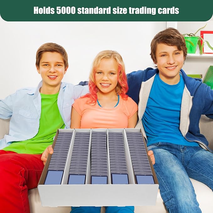 Yexiya 4 Pcs 5000 Count Card Storage Boxes with Divider for Trading and Gaming Cards White Cardboard Holder Collector Organizer for Deck of Play Pieces Sport Basketball Card