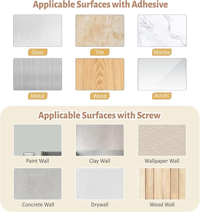 VIS'V 3 Prong Coat Hooks Wall Mount, Metal Self Adhesive Entryway Wall Hooks, 2 Mount Options, White, 4 Pcs