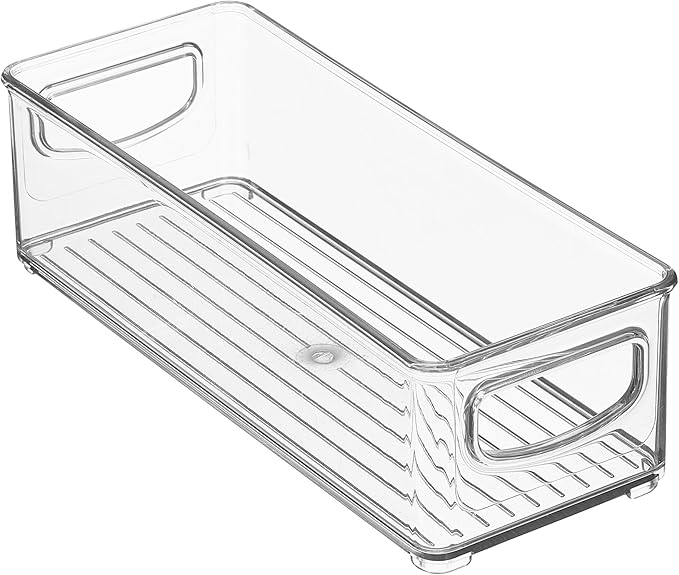 mDesign Small Plastic Nursery Storage Container Bins with Handles for Organization in Cabinet, Closet or Cubby Shelves - Organizer for Baby Food, Bibs, Formula - Ligne Collection - Clear