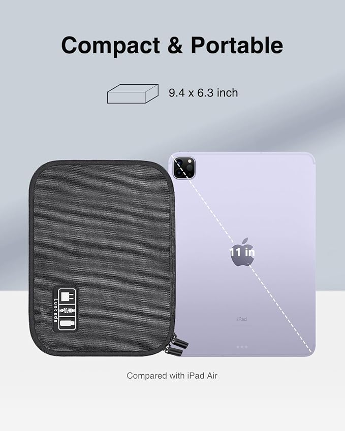 Luxtude Cord Organizer Travel, Flat Cable Organizer Bag, Portable Electronics Organizer, Travel Essentials for Wire/Cord Storage/Charger Case/Cable Storage/Tech Carrying Pouch/Tech Gifts, Purple