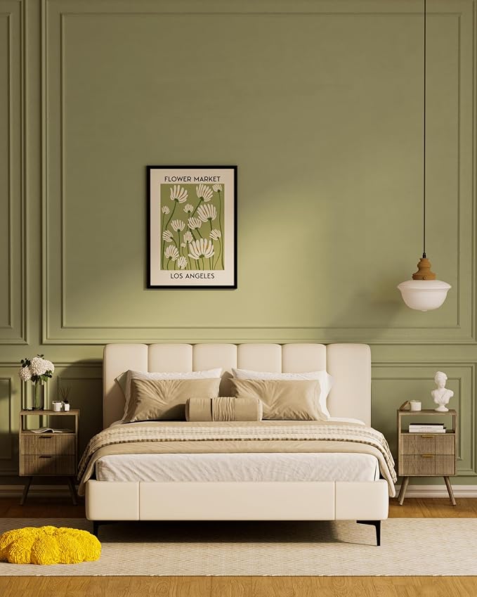 Grey Nightstand,Modern Bedside Table with 2 Storage Drawer and Open Wood Shelf, for Bedroom and Small Spaces,Night Stand with Solid Wood Legs,Grey Oak