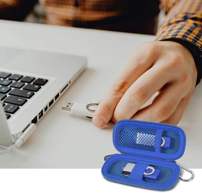 USB Flash Drive Case, SD Card Holder Compatible with Thumb Drive, Memory Cards, SDXC SDHC Storage Bag, Electronic Accessories Organizer for SanDisk for Samsung for Inland (Blue)