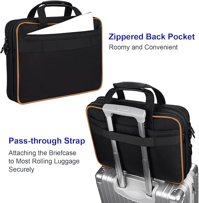 Taygeer Laptop Briefcase, 15.6 Inch Laptop Bag for Men Women, Water Resistant Crossbody Messenger Shoulder Bag for Business, Professional Premium Office Briefcase for Notebook/Computer, Black Brown