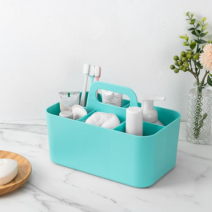 Tiawudi Multipurpose Caddy Organizer, Plastic Caddy with Handle, Stackable Desk Organizer for Stationery, Marker and Pencil, Office Supplies Organizer, Dorm Caddy