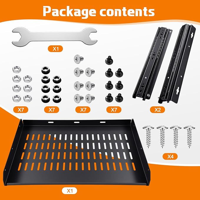 Sliding Under Desk Laptop Mount Shelf with Air Vents 16.3" W x 12" D Metal Under Desk Slide Out Tray Laptop Storage Tray for Home Office Standing Desks Workstations Cabinet Gaming