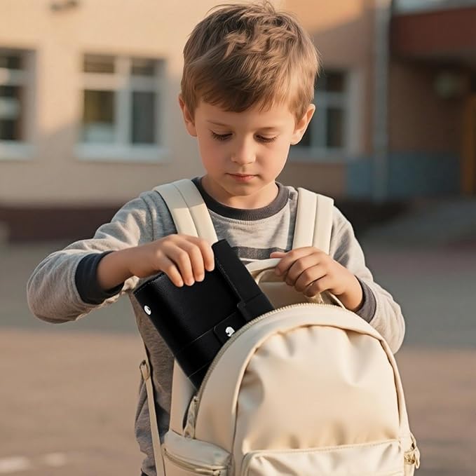 Enamel Pin Display Book - 4 Page Leather Travel Organizer for Collectors, Portable Lapel Pin Holder with Secure Storage, Compact Pin Trading Book (black)