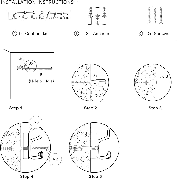 SKOLOO 43-Inch Wood Coat Rack Wall Mount with 8 Triple Hooks - Ideal for Family Entrances, Classrooms, and Pet Supplies Storage - Perfect Coat Hooks for Wall,Mahogany (Sapele)