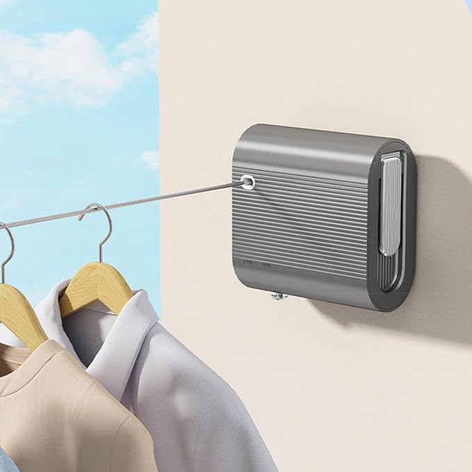 Retractable Clothesline Indoor Outdoor, Non-Sagging Clothes Line Retracting Heavy Duty Clothes Drying Laundry Line Wall Mounted Travel Clothesline Suitable for Balconies, Laundry Rooms, RVs