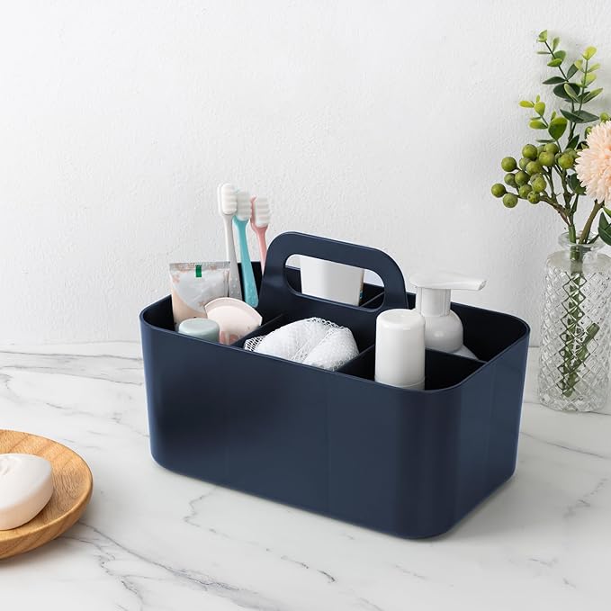 Tiawudi Multipurpose Caddy Organizer, Plastic Caddy with Handle, Stackable Desk Organizer for Stationery, Marker and Pencil, Office Supplies Organizer, Dorm Caddy