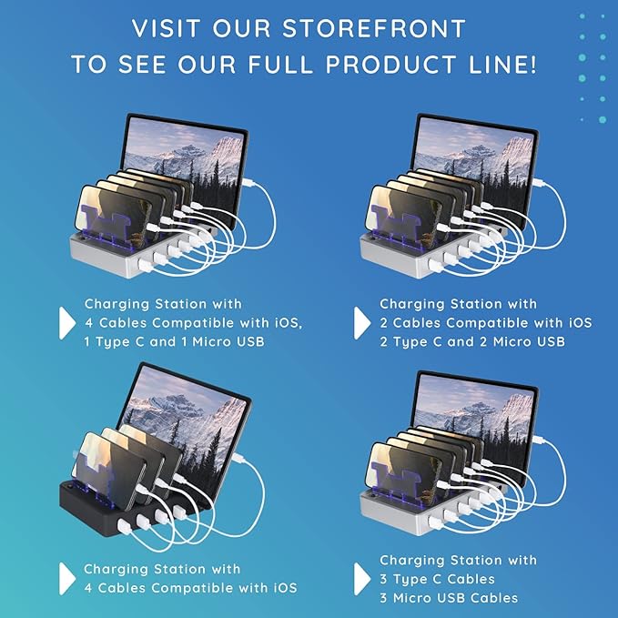 Charging Station for Multiple Devices – 6-Port USB Charging Dock for Apple & Android – Fast Multi-Charger Organizer for Phones, Tablets & More – Universal Desktop Charging Hub with Smart IC Tech