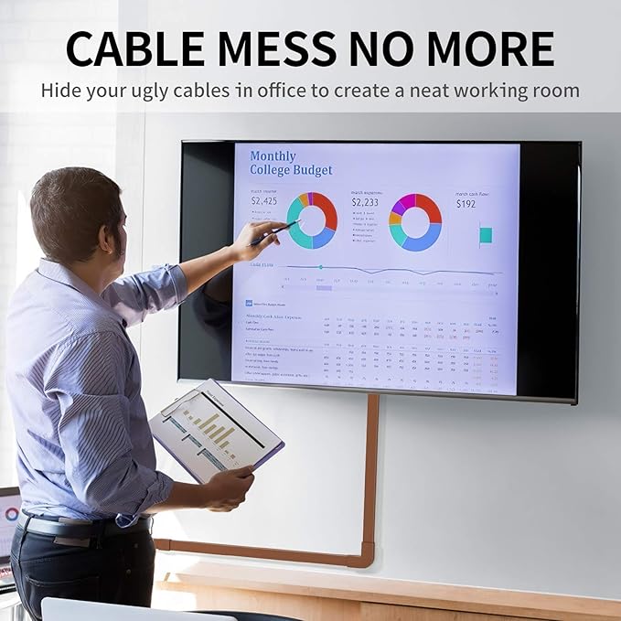 Wire Hider, 157in Delamu Cord Hider Wall, Paintable Wire Covers for Cords, TV Cable Hider Wall Kit, Cable Covers Raceway, Cable Management Hide TV Cords for Wall Mount TV, 10XL15.7 W0.95 H0.55in Brown