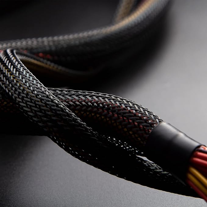 Xuniea 96ft Wire Loom Braided Cable Sleeve Covers Cord Management with 127 Pcs Tube Heat Shrinkable for Audio Video Cable Cord Protectors from Pets (1/2, 1/4, 3/8 Inch,Black and Red)