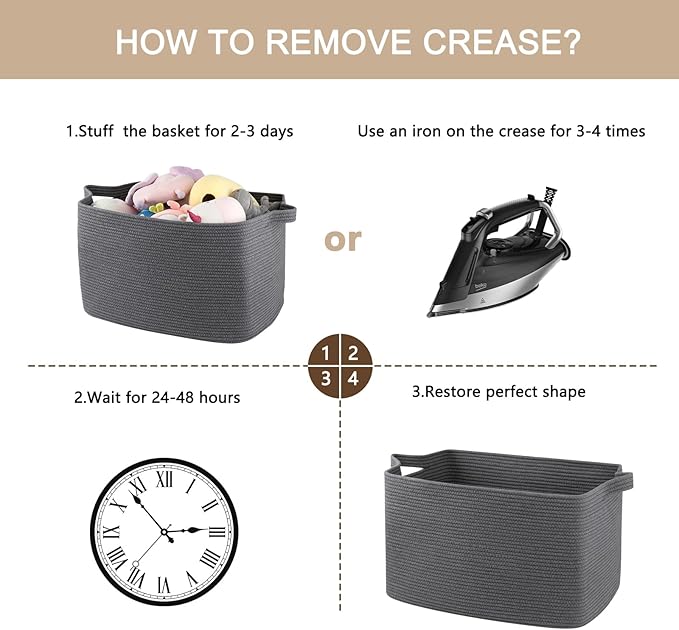 95L Extra Large Blanket Basket, 24" x 16.9" x 14.2" Woven Storage Basket for Living Room, Nursery Blanket Storage for Toys, Towels, Dirty Clothes (Grey)