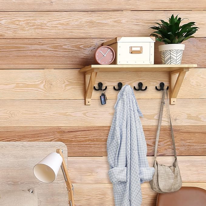 IBosins 20 Pack Heavy Duty Double Prong Coat Hooks Wall Mounted with 40 Screws Retro Double Hooks Utility Hooks for Coat, Scarf, Bag, Towel, Key, Cap, Cup, Hat