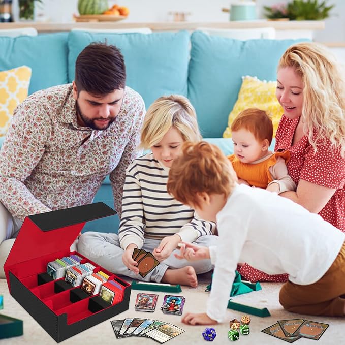 AOBOPLE Trading Card Storage Box,3200+ Card Box Storage with 24 Dividers and 4 Foam Supporters PU Leather Magnetic Cards Deck Case for MTG,TCG, Magic and Sport Cards,Great Gift for Card Collectors