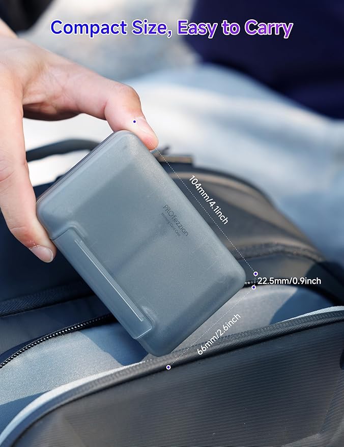 PROfezzion 24 Slots Water-Resistant & Anti-Shock Memory Card Case for 16 Micro SD Card & 8 SD/SDXC/SDHC Card with Rubber Interior Grey