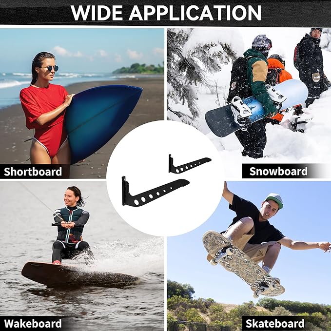 1 Board Surf Rack Wall Mount for Surfboard, Wakeboard, Snowboard Storage Adjustable Wall Hangers Boards Display