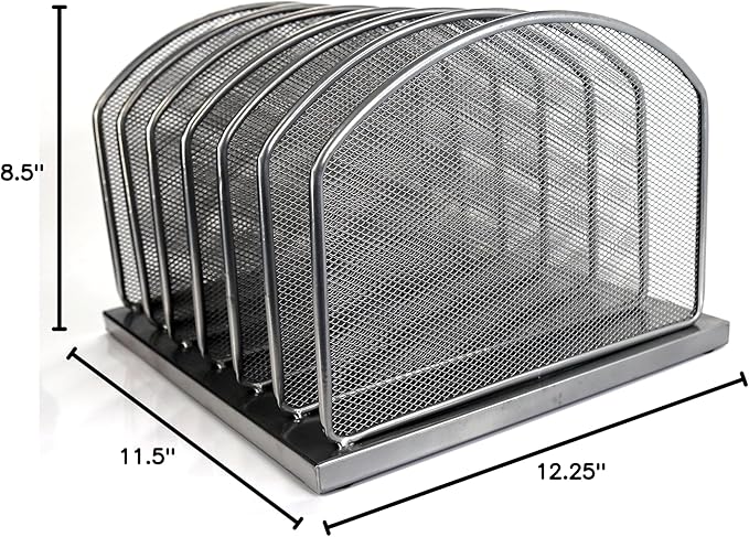 Huron 6-Slot Vertical Organizer, Black Steel Mesh