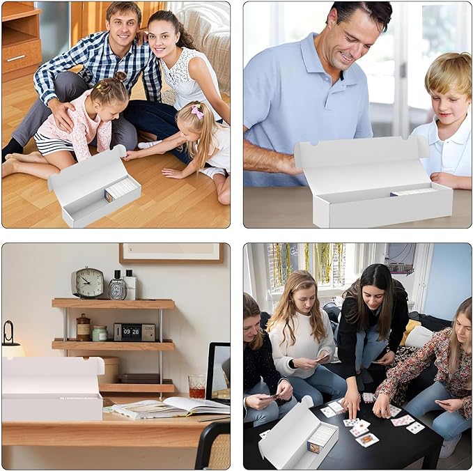 Trading Card Storage Box 6 Pack 1200 count with Lid, White Corrugated Cardboard Sports Card Storage Box for TCG/Magic/Mtg Storage and Collection, Horizontal