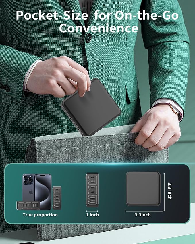 MSTJRY Charging Station for Multiple Devices : 130W 6 Port GaN Fast USB C Charger Station, Compact Multi Port PD 65W 45W Charger for iPhone 17/16 15/14/13/Pro Max