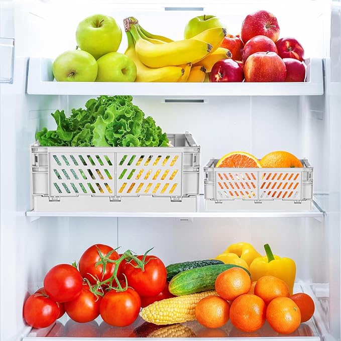 Tixill 2-Pack Mini Foldable Plastic Storage Box Mini Plastic Baskets for Organizing and Storage for Home Kitchen Bedroom Bathroom Office (16x11x6, Grey)