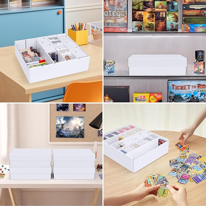 5 Row Trading Card Storage Box, 2 Pack Cardboard Storage Box with Divider for Mtg, Tcg, Sports Cards