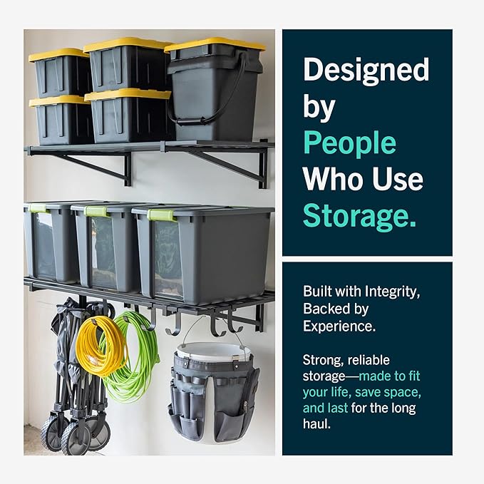 StoreYourBoard Heavy Duty Garage Shelf Wall Mount 1ft x 6ft – Wall-Mounted Shelving for Storage & Organization – Heavy Duty Garage Shelves for Tools, Bins, & Equipment – Holds 500 lbs - Black