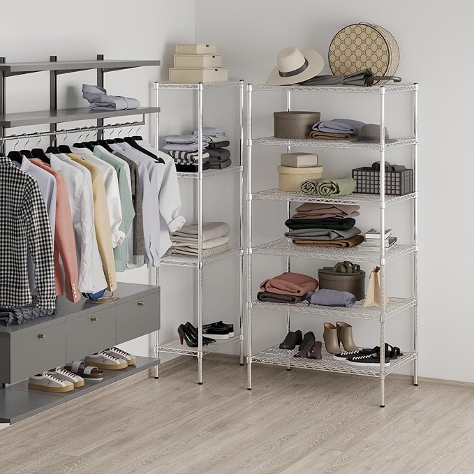 24" Deep x 36" Wide x 74" Height Wire Shelving Kit | 6-Tier | NSF Commercial Storage Rack Unit