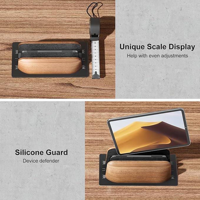 UPERGO Vertical Laptop Stand, Dual Slot Wooden Laptop Holder Vertical for Desk, Width Adjustable Dock for MacBook Pro and Other Laptops