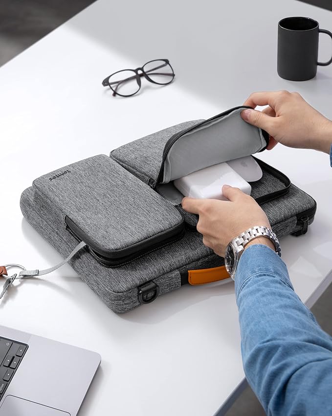 tomtoc 360 Protective Laptop Shoulder Bag for 13 Inch 2025 MacBook Air M4/A3240, M3/A3113, M2/A2681, M1/A2337, MacBook Pro M2/M1, 13-in Surface Pro 11th AI/10/9, Water-Resistant Accessory Case
