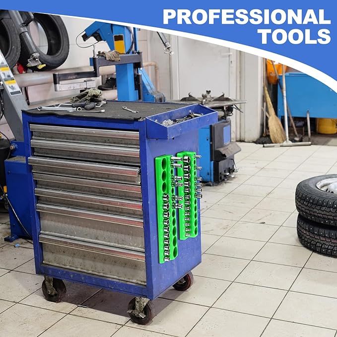 12 Pcs Magnetic Socket Organizer Set Compatible with SAE and Metric Magnetic Holders 1/4'', 3/8'', 1/2'' Drive Socket Trays Hold 286 Standard and Deep Size, No Sockets(Colors A)