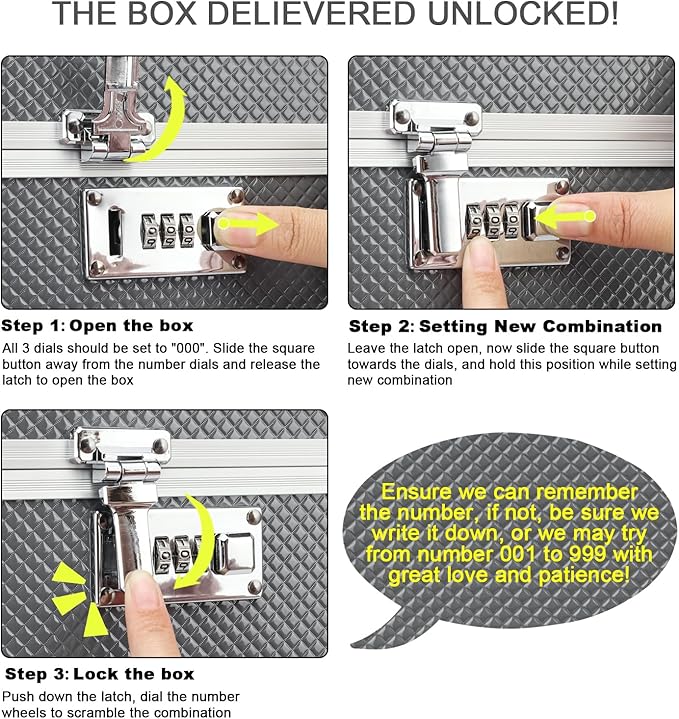 Storage Lock Box with Combination code, Lockable Medicine Storage Case, Empty First Aid Box, Security Lock Box, Multipurpose Lockbox for Home and Outdoor Use (Gray, Medium)