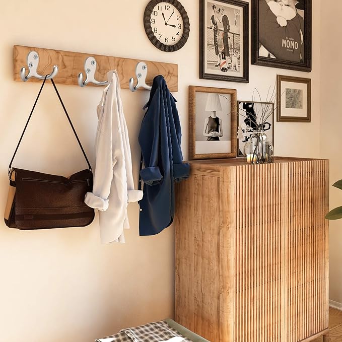 IBosins 10 Pack Heavy Duty Double Prong Coat Hooks Wall Mounted with 20 Screws Retro Double Hooks Utility Hooks for Coat, Scarf, Bag, Towel, Key, Cap, Cup, Hat