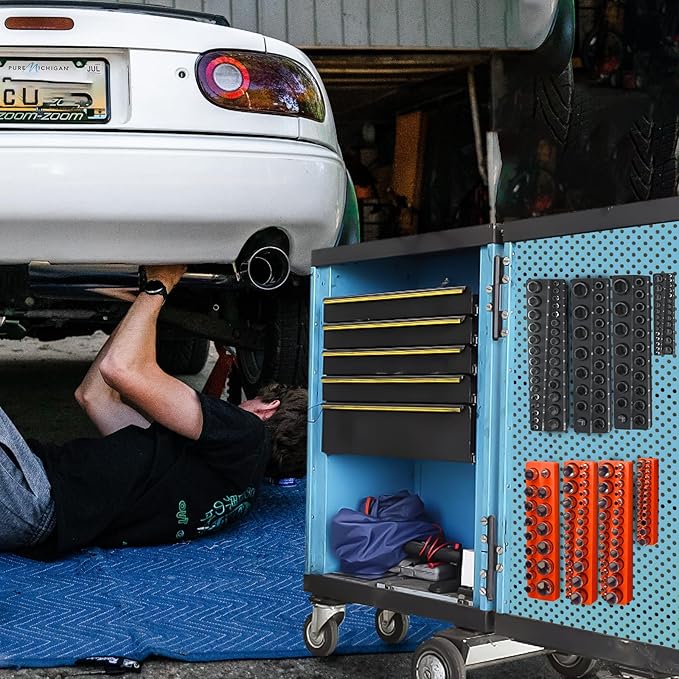 Magnetic Socket Organizer Holder Set – 8-Piece Tool Organizers Including 1/4", 3/8" and 1/2" Drive Socket Holder Metric & SAE 207 Pieces Socket Trays (Sockets are not Included)