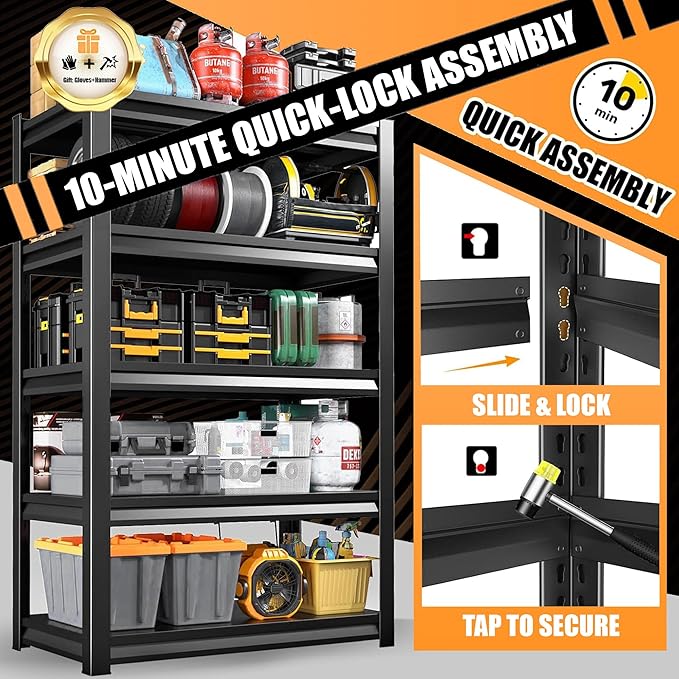 51.2" W Storage Shelves 3600lbs Garage Metal Shelving Heavy Duty Garage Shelves Adjustable Storage Shelves for Industrial, Factory,51.2" W X 23.6" D X 47.2" H