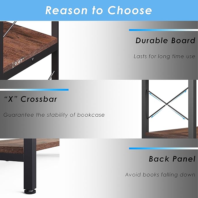 6-Shelf Corner Bookshelf, Vintage Industrial CornerBookshelf Etagere Bookcase, Large Book Shelf with Metal Frame Open Storage Corner Cabinet for Living Room Home Office(Retro Brown)