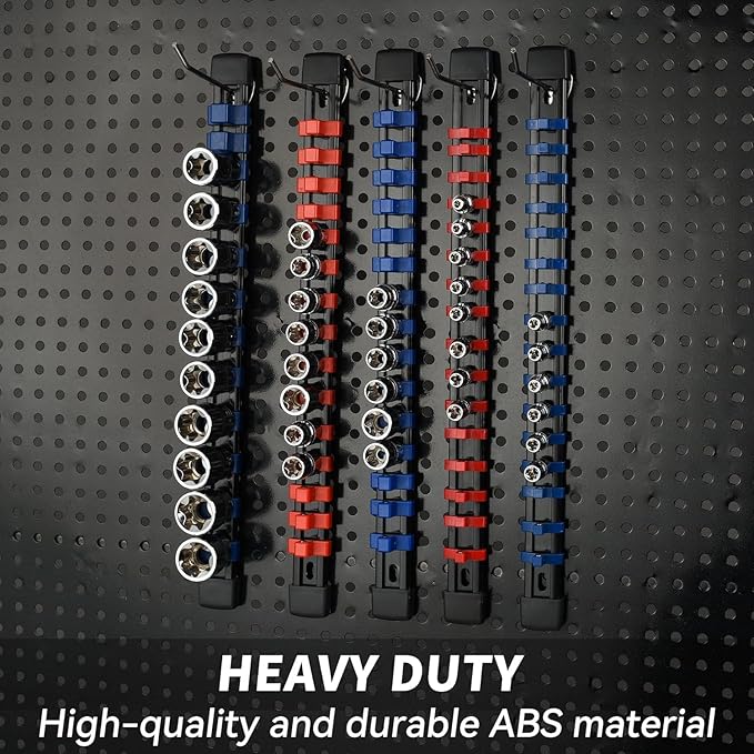 Socket Organizer Drive ABS Tools-Socket Holder, Premium Quality 3 Pieces Holders Kit 1/4-Inch x 16 Clips, 3/8-Inch x 15 Clips, 1/2-Inch x 12 Clips