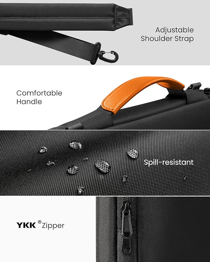 tomtoc 360 Protective Laptop Shoulder Bag for 15.6 Inch Lenovo IdeaPad Gaming 3, Acer Nitro 5 Gaming Laptop, ASUS 15.6-16 Inch ASUS Strix G16/G15, Dell XPS 17, Water-Resistant Accessory Carrying Case