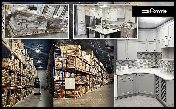 Solid Wood RTA Wine Bottle Rack Wall Cabinet With Lattice Panels - Holder Storage for Bar, Pantry, or Cellar - Mocha Finish Countertop Solution (Pebble Gray, 24"W 12"D 30"H)