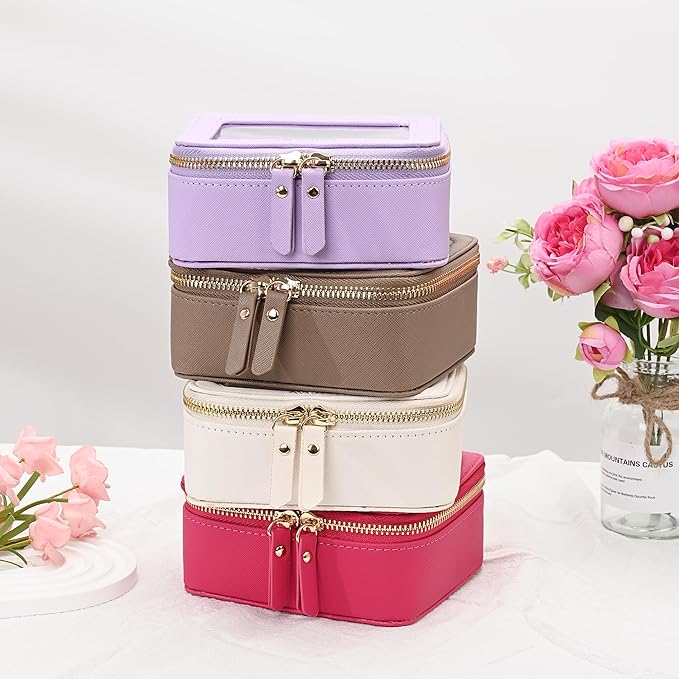 Aveniee Mini Clear Makeup Bag, Small Cosmetic Bags Travel Toiletry Pouch Organizer, TSA Approved Make up Case with Zipper, Car Bag for Essentials,Hotpink