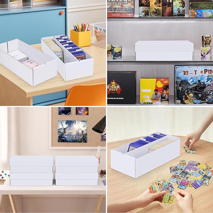 Trading Card Storage Box 2 Pack–1600 Count Cardboard Organizer with Dividers for MTG, TCG, Sports, Toploader