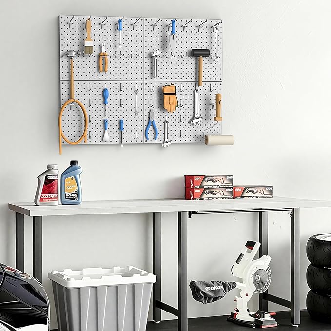 EVERHANGER Metal Pegboard Panels, Heavy Duty Pegboard Wall Organizer, Garage Wall Panels, Tool Storage Organization, 12"X16", 2pcs, Gray